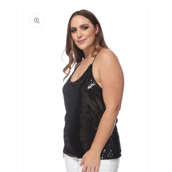 Anna-Kaci Black Camisole Sequin Tank Top blouse - Picture 4 of 7